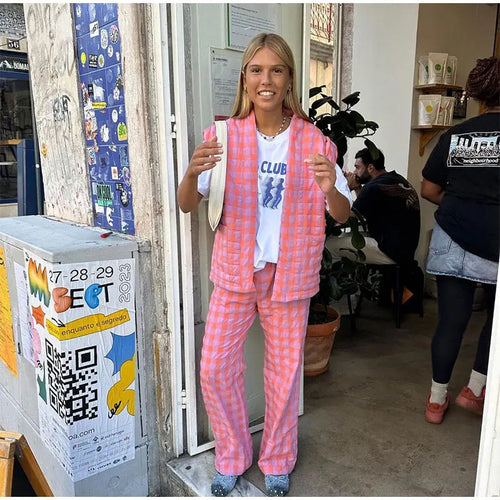 Loose plaid trousers for women with a trendy design Lune London