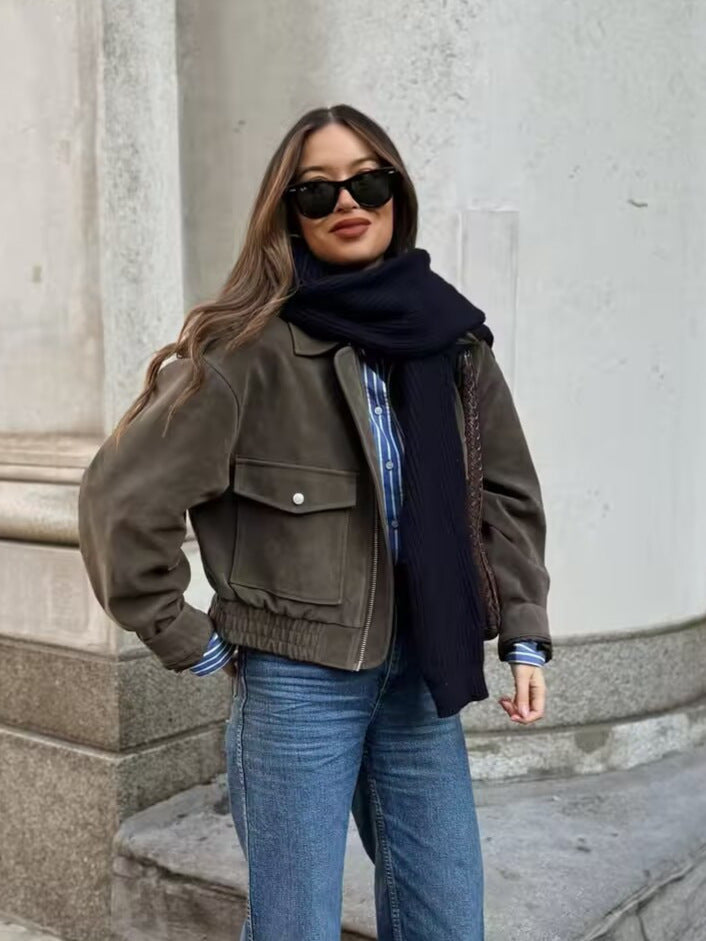 Ladies Oversized Fashion Jacket with Practical Flap Pockets Lune London