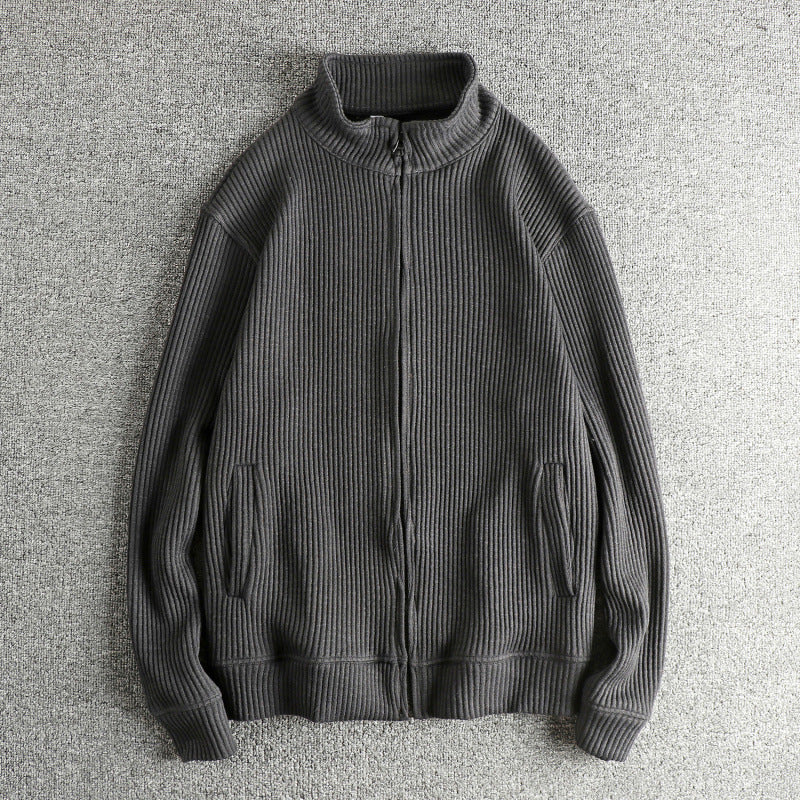 Knit jacket for women with high collar and practical pockets Lune London