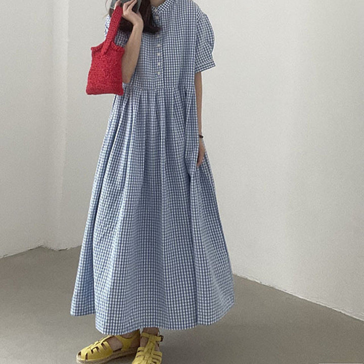 Women’s Casual Checkered Dress with Fitted Cut and Flattering A-Line Skirt Lune London