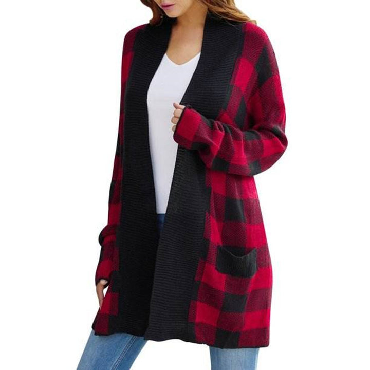 Women casual cardigan with checkered structure and open front Lune London
