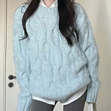 Pull en maille épaisse pour femme avec motif en câble texturé et coupe décontractée Chic & Stil