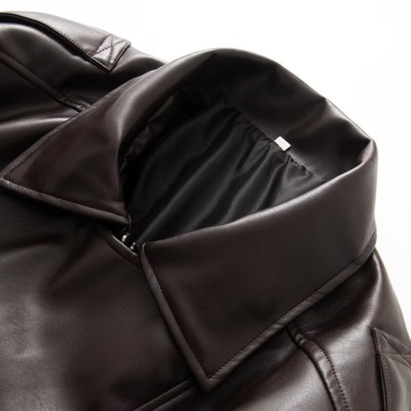 Casual faux leather jacket for women with large flap pockets and innovative design Lune London
