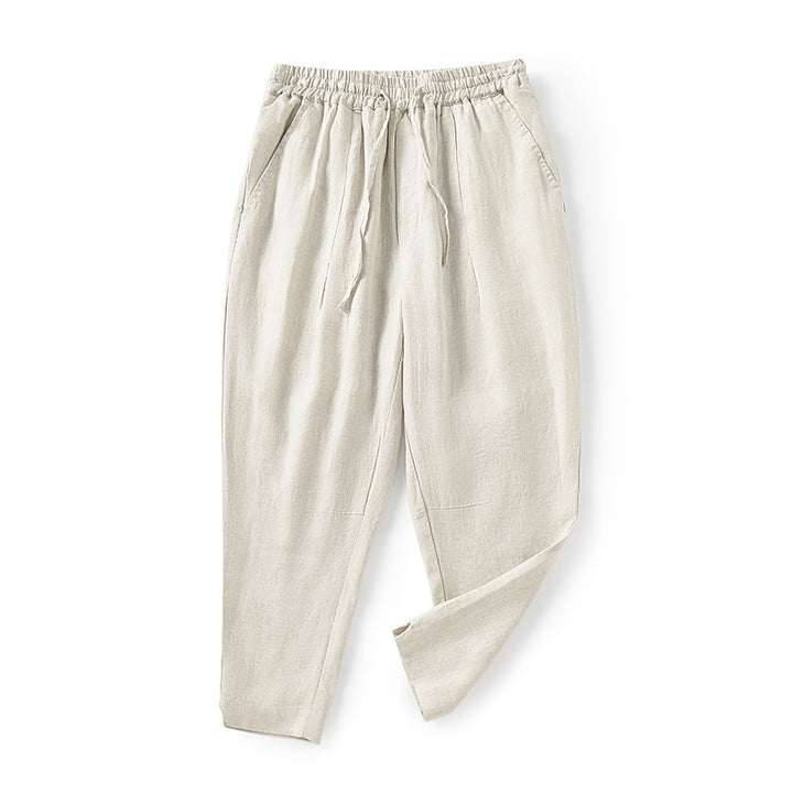 Casual linen pants for women with an elastic waist and practical side pockets Lune London