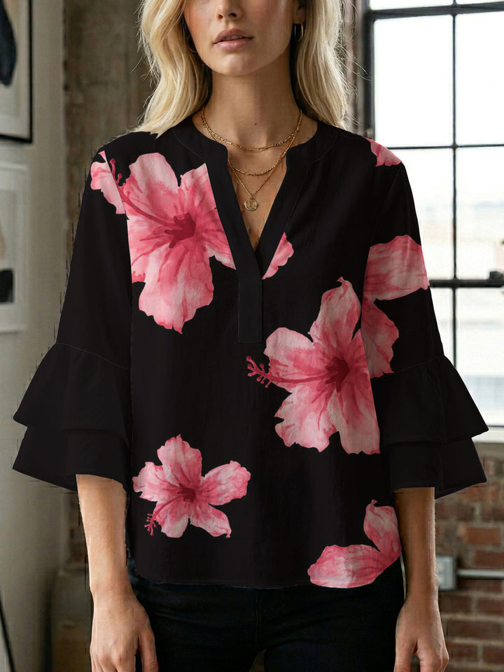 Women's blouse with voluminous ruffled sleeves and modern design Lune London