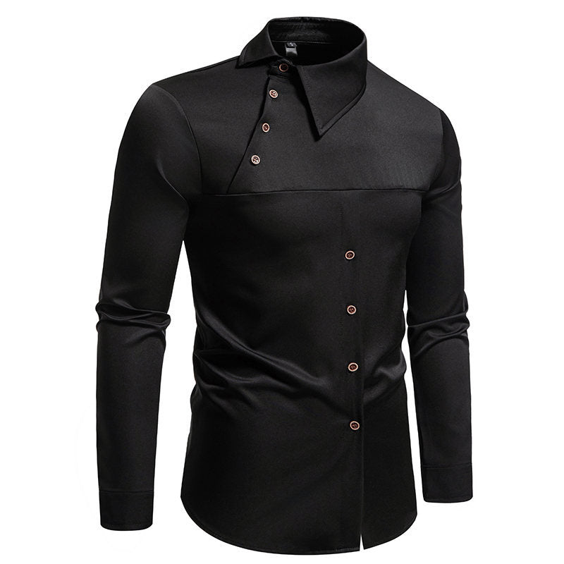 Long sleeve shirt for men with innovative collar and asymmetrical design Lune London
