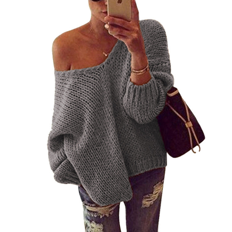 Oversized knitted sweater for women with off-shoulder design and relaxed fit Lune London