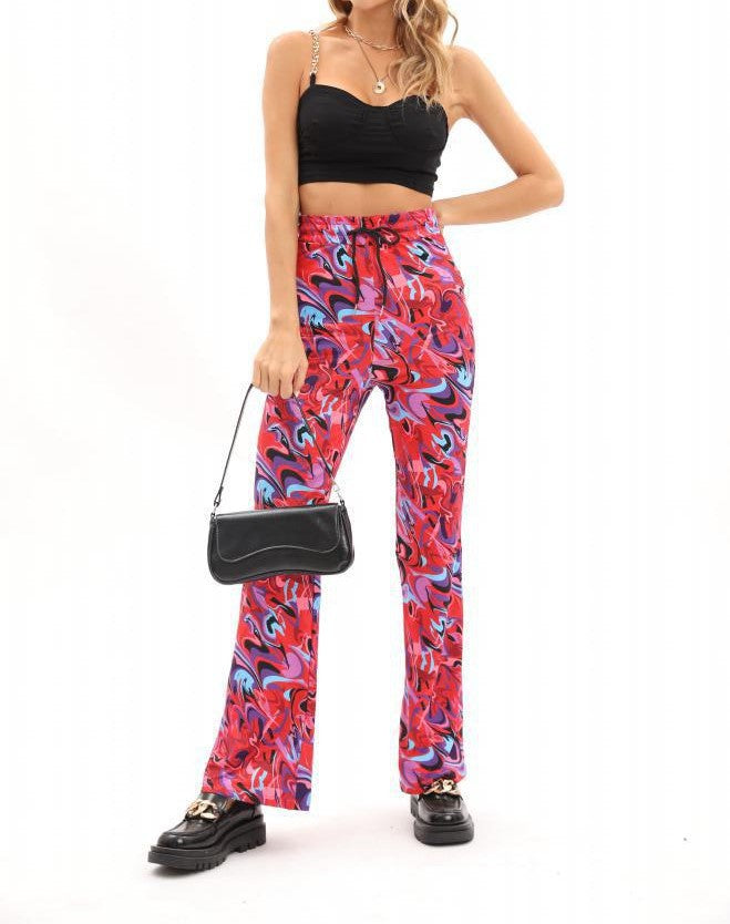 Modeflair women's pants with artistic pattern and elastic waistband Lune London