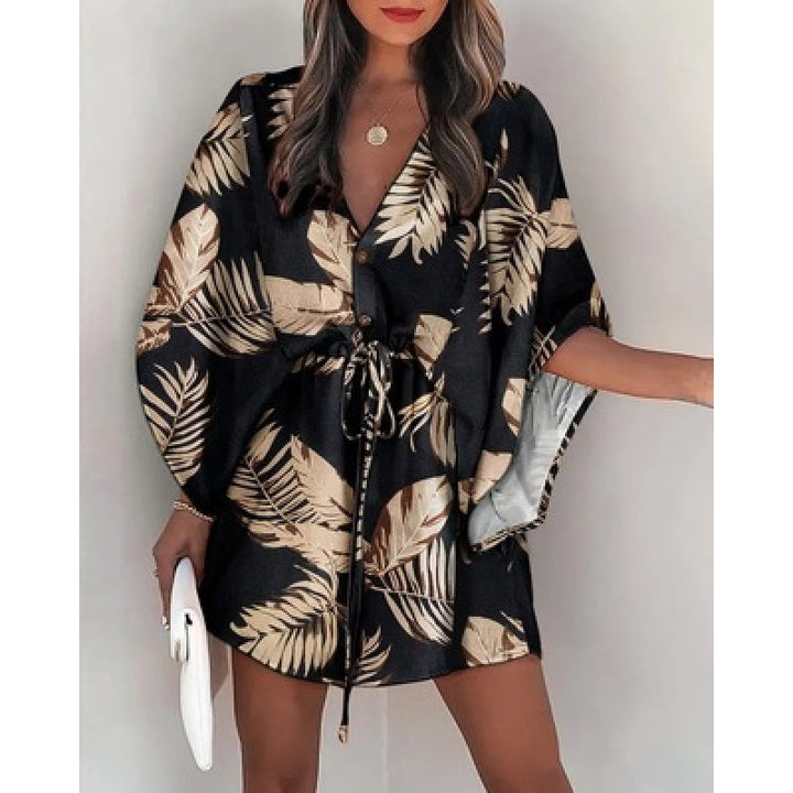 Floral print wrap dress for women with belt Lune London