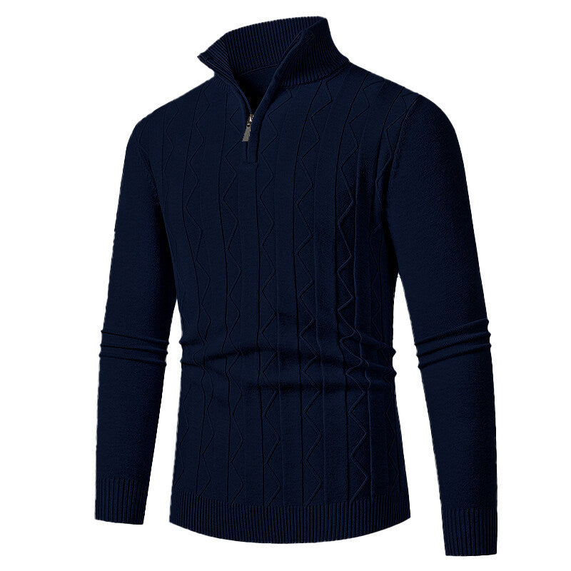 Men's knitted sweater with stylish zipper and cable-knit pattern Lune London