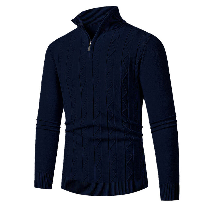Men's knitted sweater with stylish zipper and cable-knit pattern Lune London