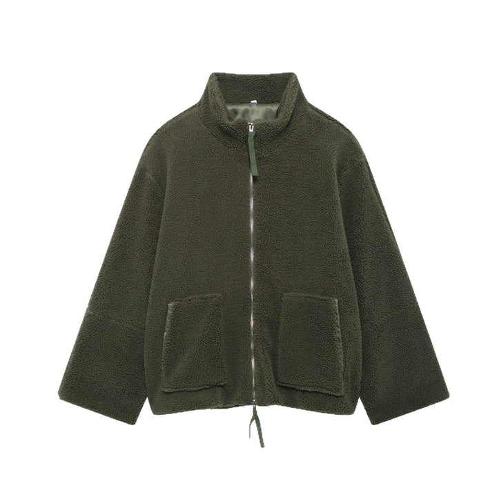 Ladies Cozy Fleece Jacket with High collar and Practical Pockets Lune London