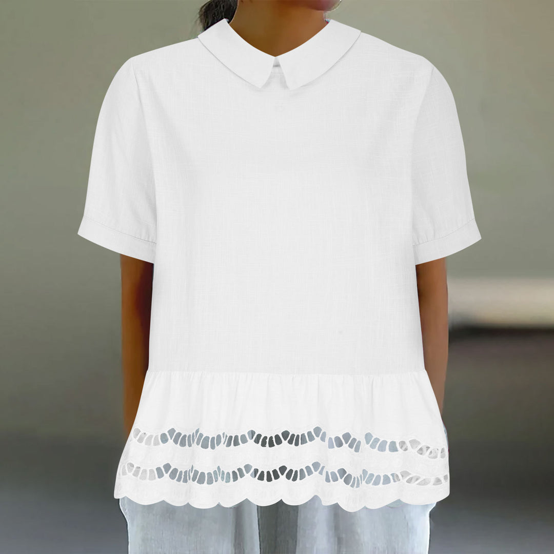 Elegant blouse for women with wavy hem Lune London