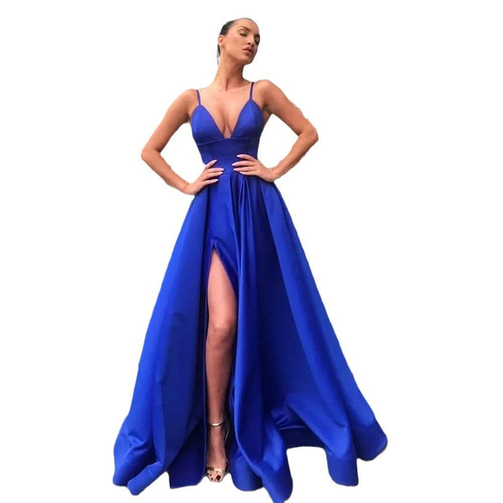 Women's Evening Dress with Exciting Slit and Elegant V-Neck Lune London