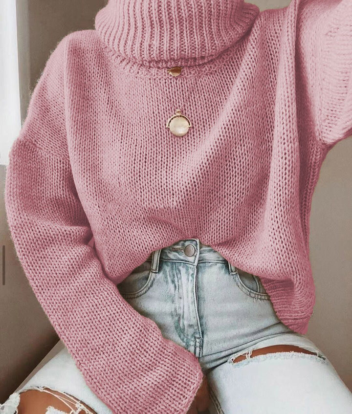 Knitted women's sweater with turtleneck and relaxed fit Lune London