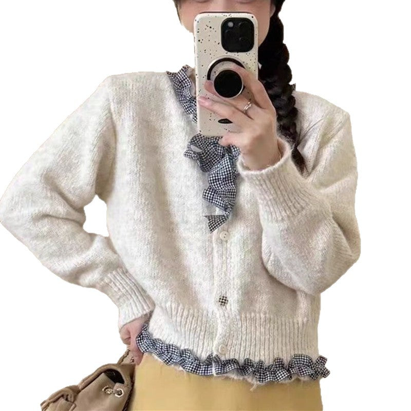 Women cardigan with ruffles and elegant bow Lune London