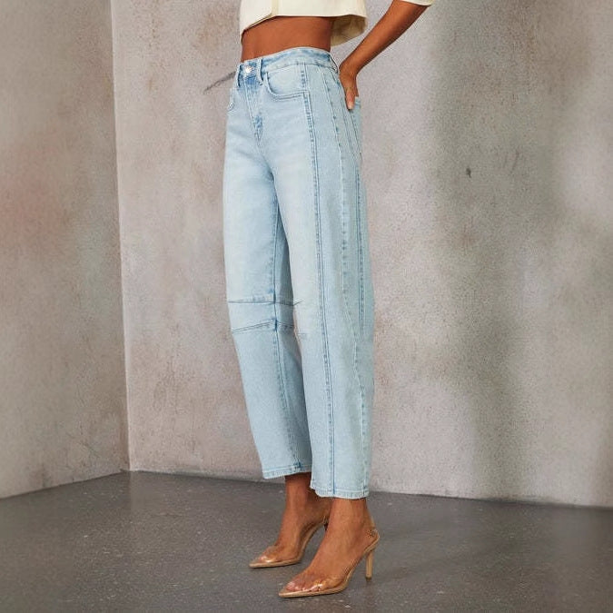 High-waisted loose jeans for women with textured design Lune London