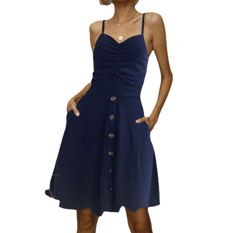 Lune London A-line Button Summer Dress for Ladies