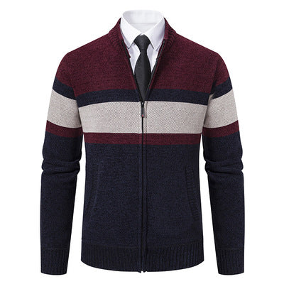 Men's knit jacket with high collar and innovative zip Lune London