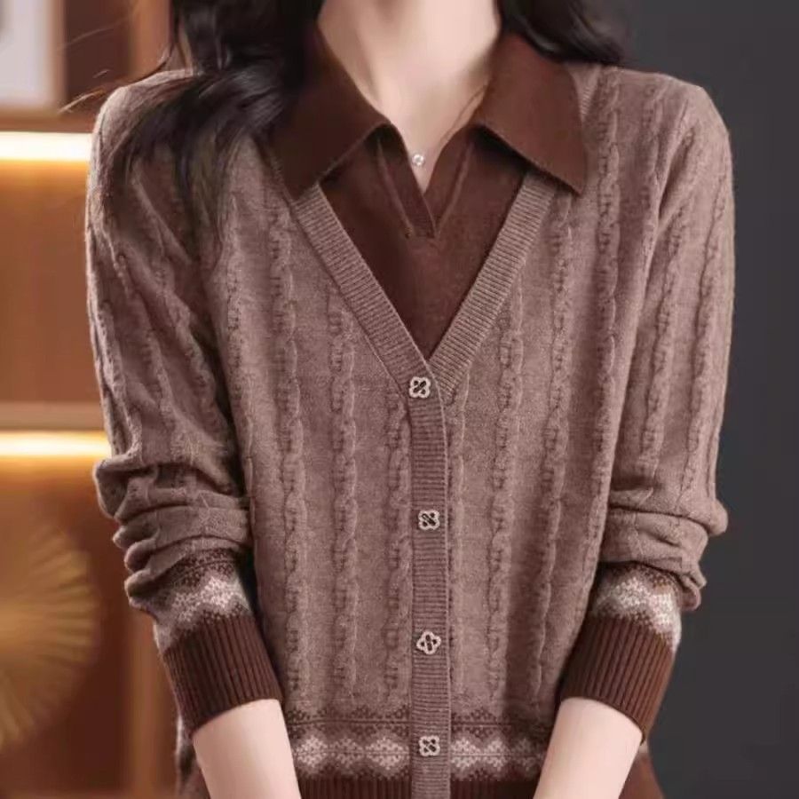 Femmes cardigan élégant avec décolleté en V Chic & Stil