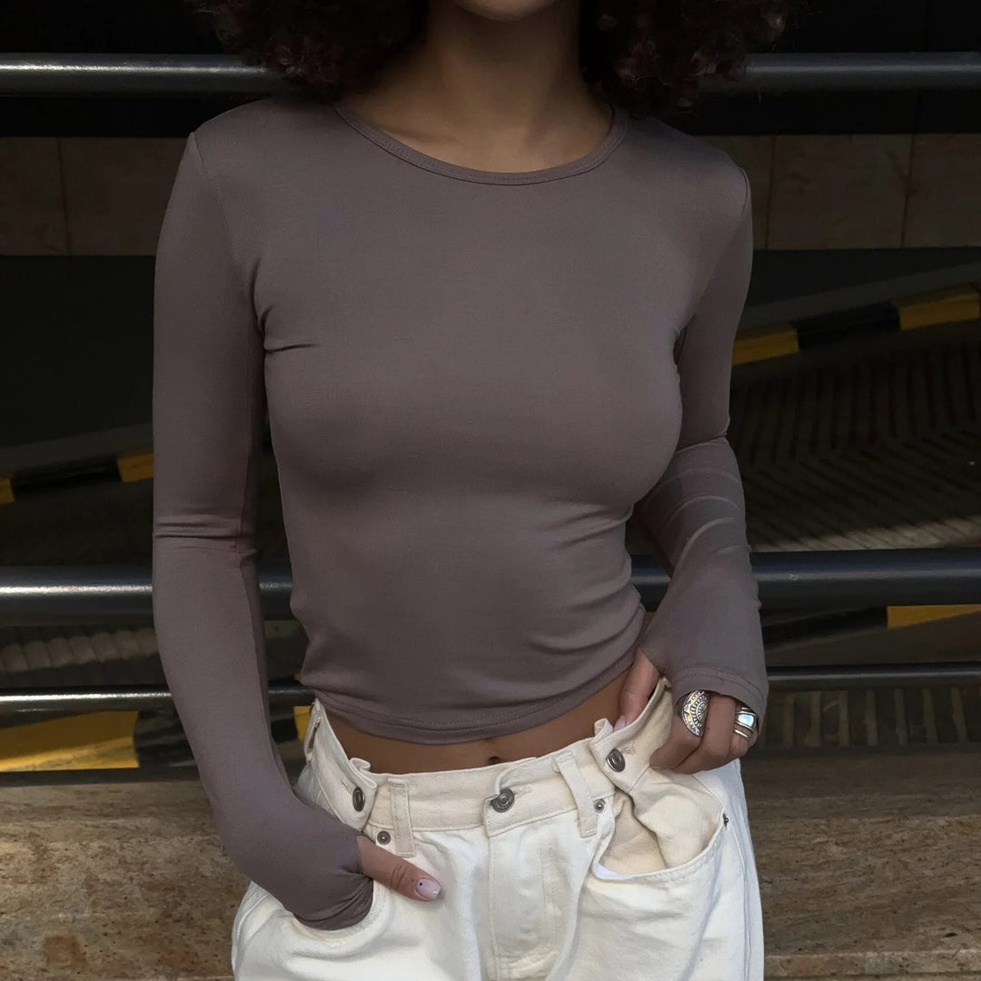 Fitted women's top in soft material with long sleeves Lune London