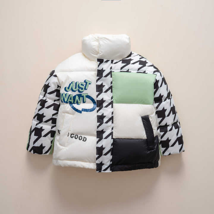 Oversized quilted jacket for women with a trendy patchwork design Lune London
