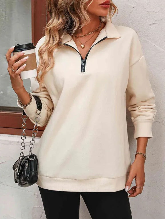 Casual turtleneck sweater for women with half-zip Lune London