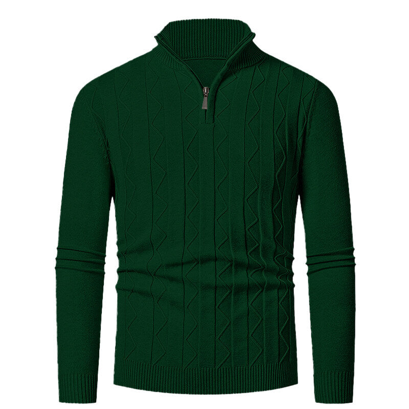 Men's knitted sweater with stylish zipper and cable-knit pattern Lune London