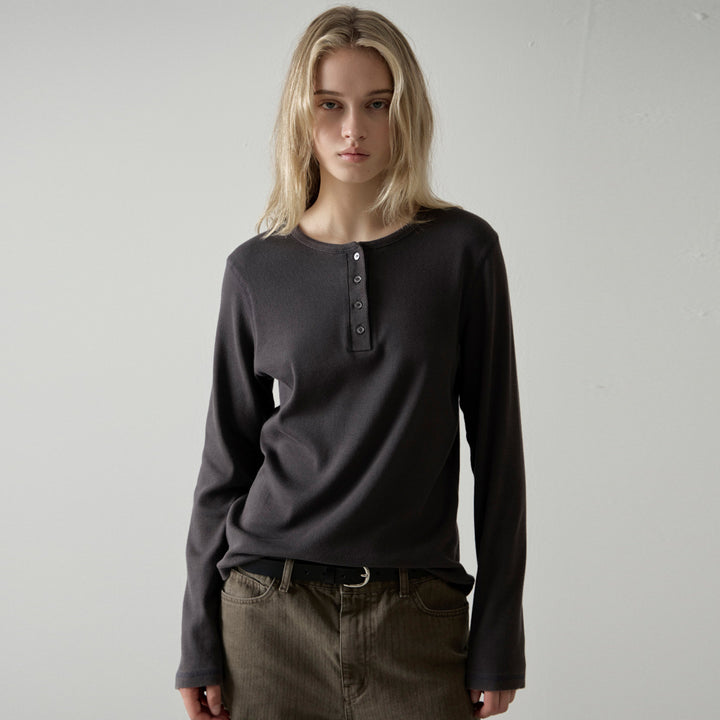 Knitted tank top for women with asymmetric button closure and long sleeve cuffs Lune London