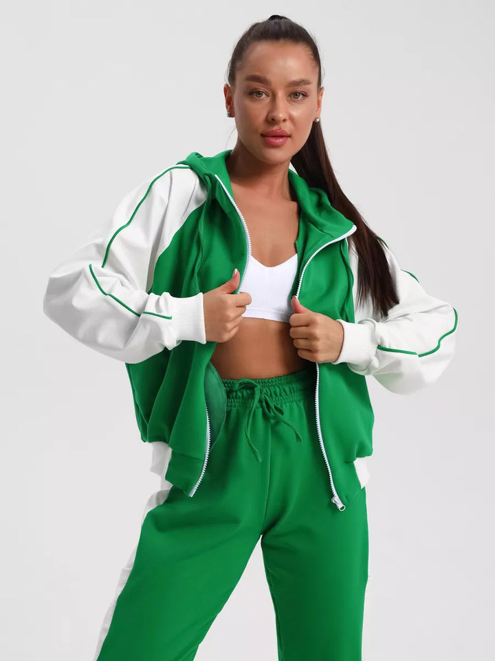 Lune London women's sporty loungewear set with hood and zip