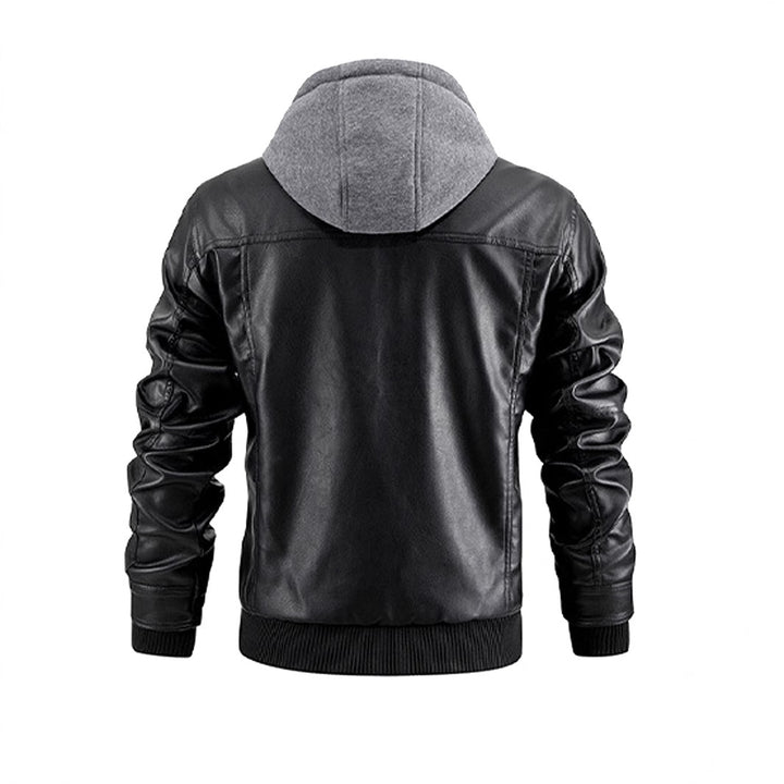 Fashion leather jacket for men with removable hood lining Lune London