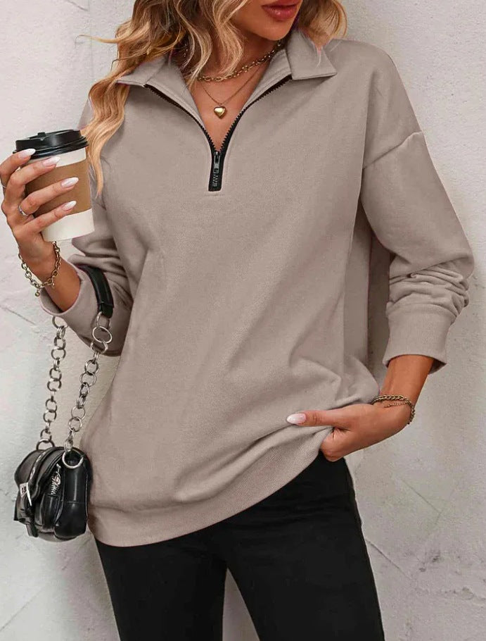 Casual turtleneck sweater for women with half-zip Lune London