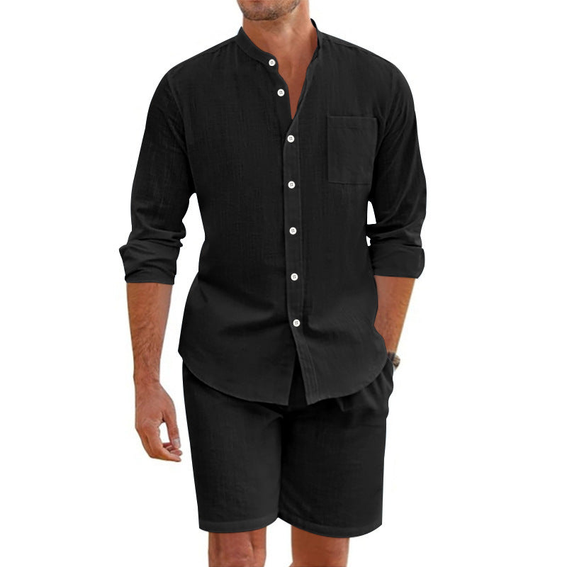Casual linen set for men with button placket and practical pockets Lune London