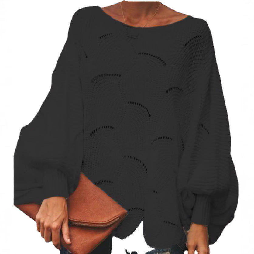 Casual women's sweater with an airy crochet structure and a loose fit Lune Londonl