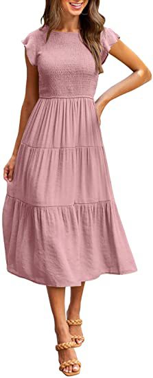 Maxi dress for women with elastic top and flared skirt Lune London