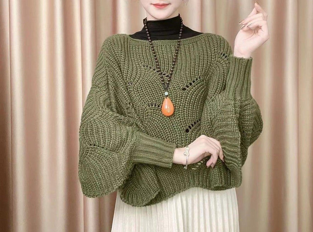Pull en tricot aéré pour femme avec motif de trous Chic & Stil