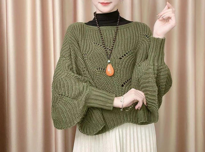 Pull en tricot aéré pour femme avec motif de trous Chic & Stil