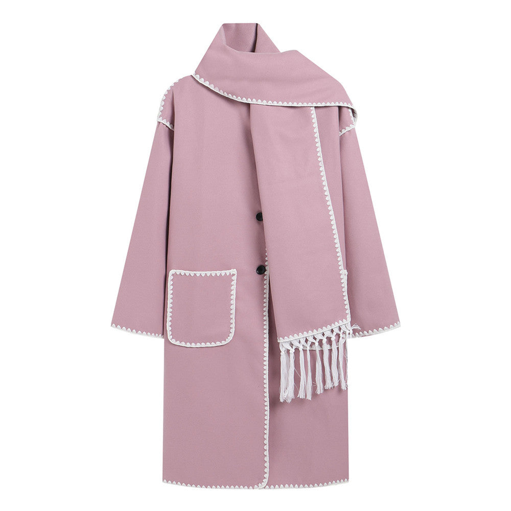 Elegant transitional coat for women with fringe embellishments Lune London