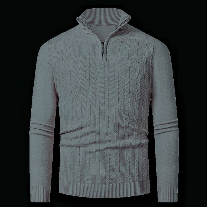 Knitted sweater for men with modern collar and zipper Lune London