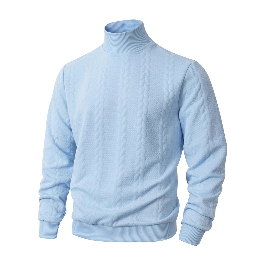 Elegant knitted sweater for men with high collar and relief pattern Lune London