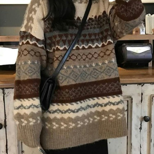 Ladies Large Oversized Sweater with Chic and Stylish Graphic Pattern