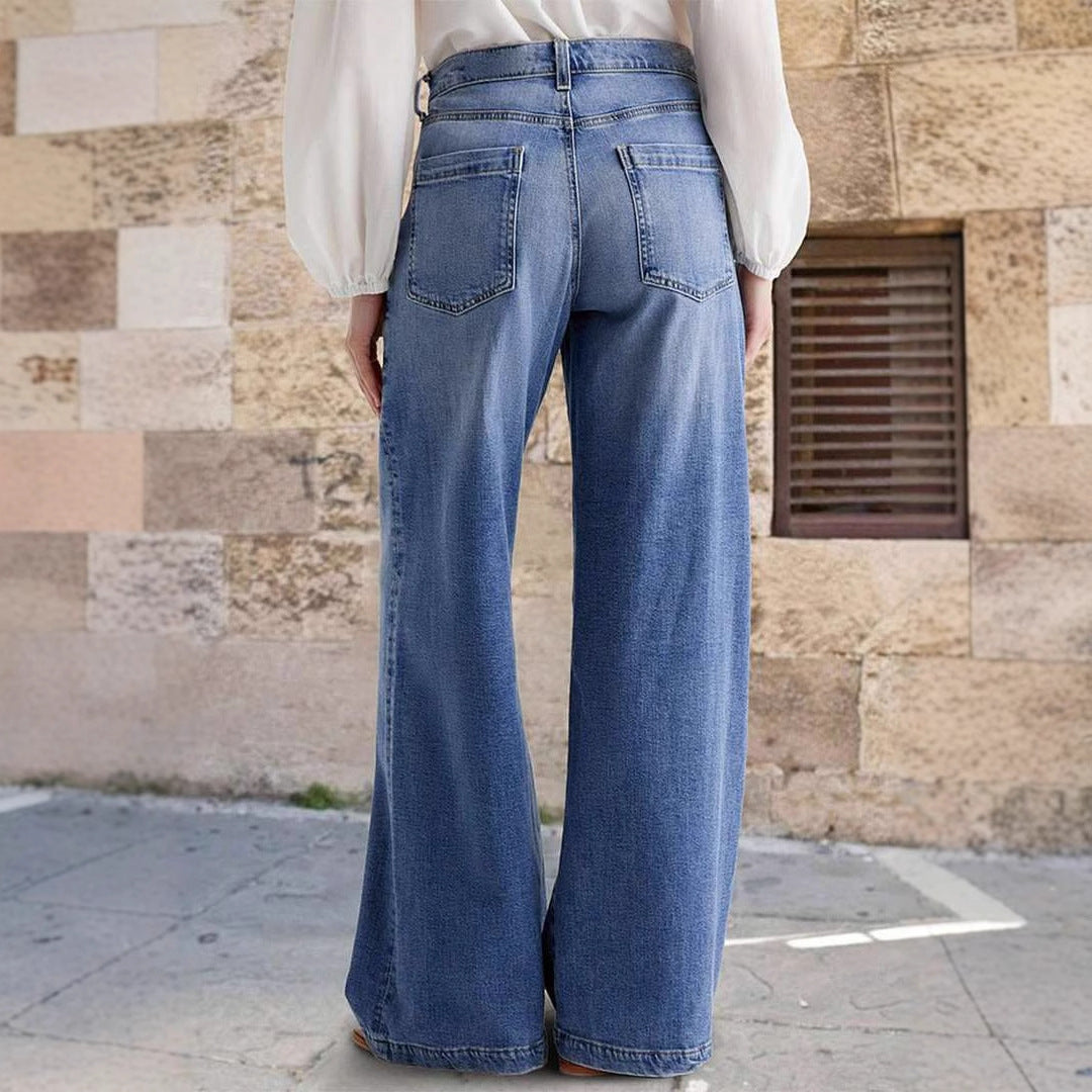 Pantalon en jeans large pour femmes Chic & Stil