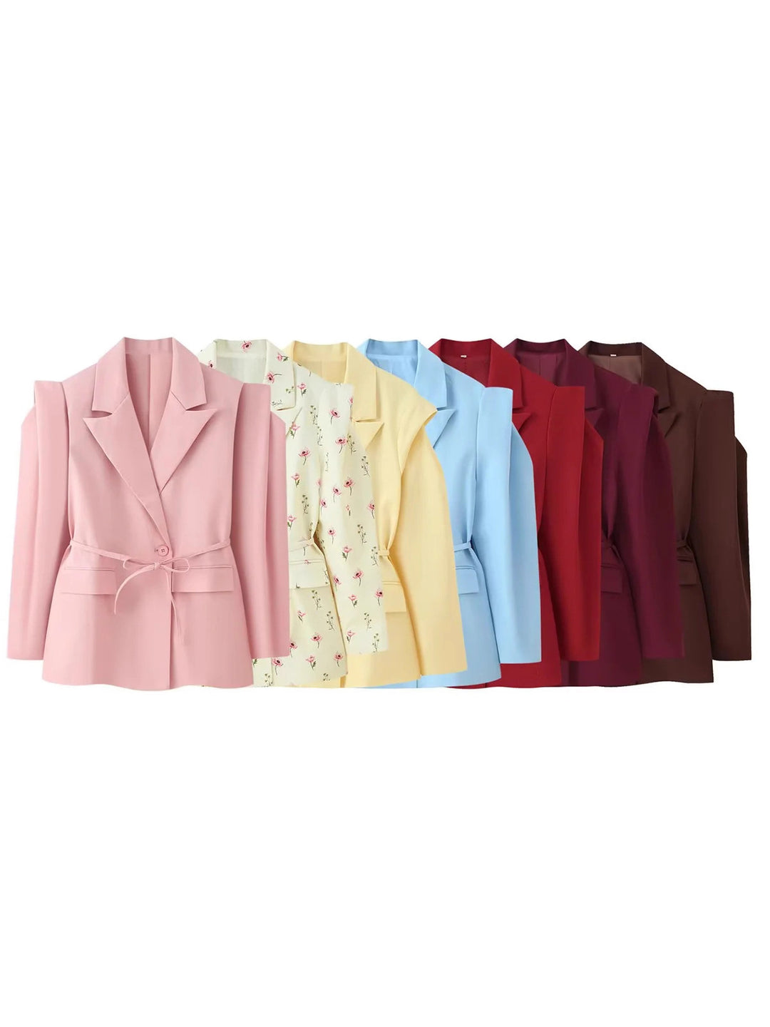 Trendy women's blazer jacket with belt and silk look Lune London