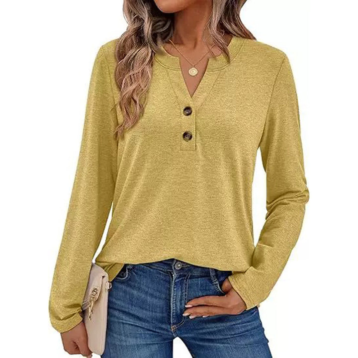 Long sleeve women's t-shirt with button details Lune London