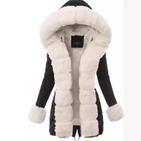 Ladies fleece jacket with luxurious faux fur collar Lune London