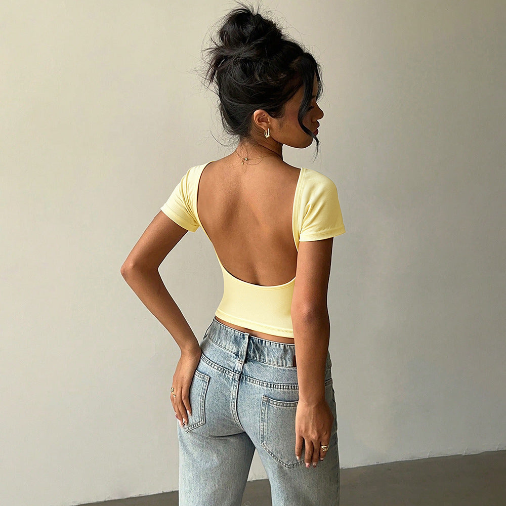 T-shirt court tendance pour femmes avec col rond Chic & Stil