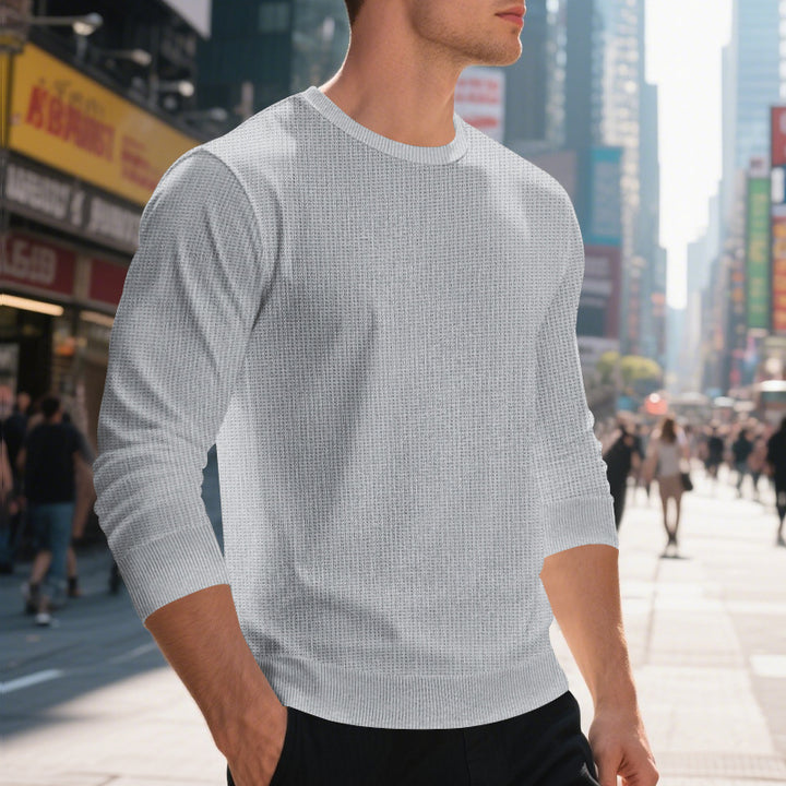 Trendy structural sweatshirt for men with round collar and elastic edges Lune London