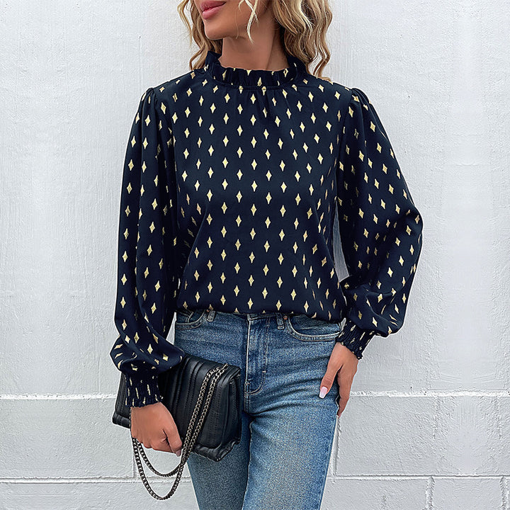Women's blouse with high-quality print and generous puffed sleeves Lune London