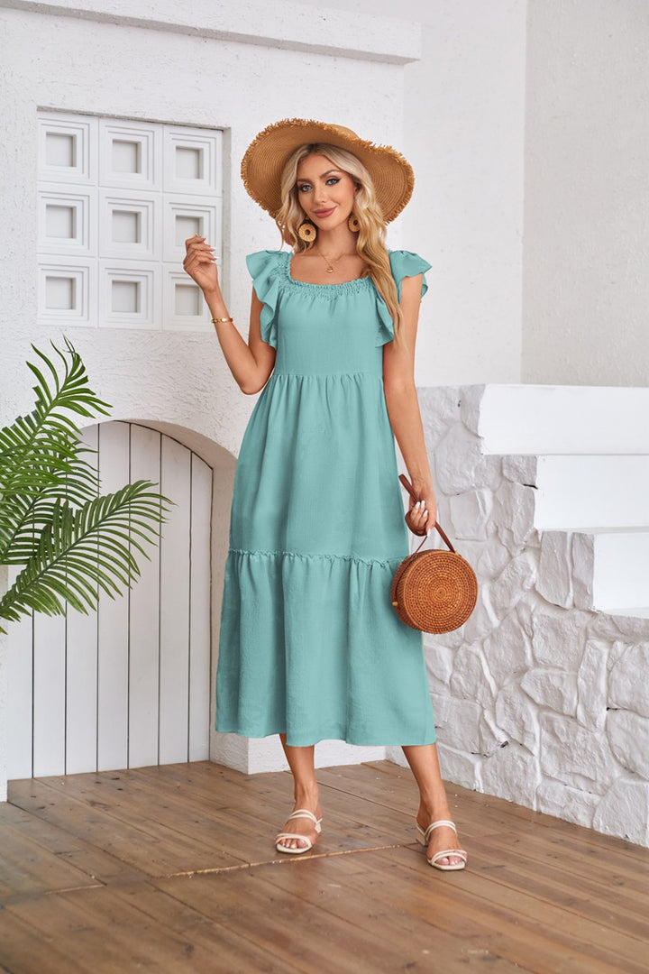 Maxi dress for women with ruffle details Lune London
