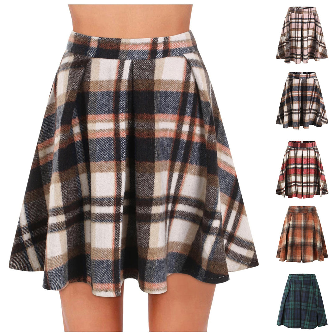Lune London women’s A-line flared check skirt